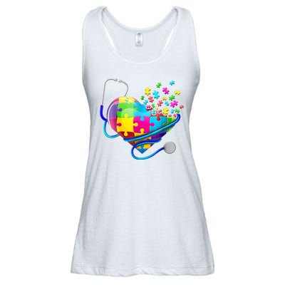 Autism Awareness Nurse Heart Ladies Essential Flowy Tank