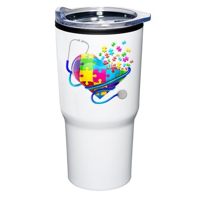 Autism Awareness Nurse Heart Tumbler
