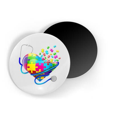 Autism Awareness Nurse Heart Magnet