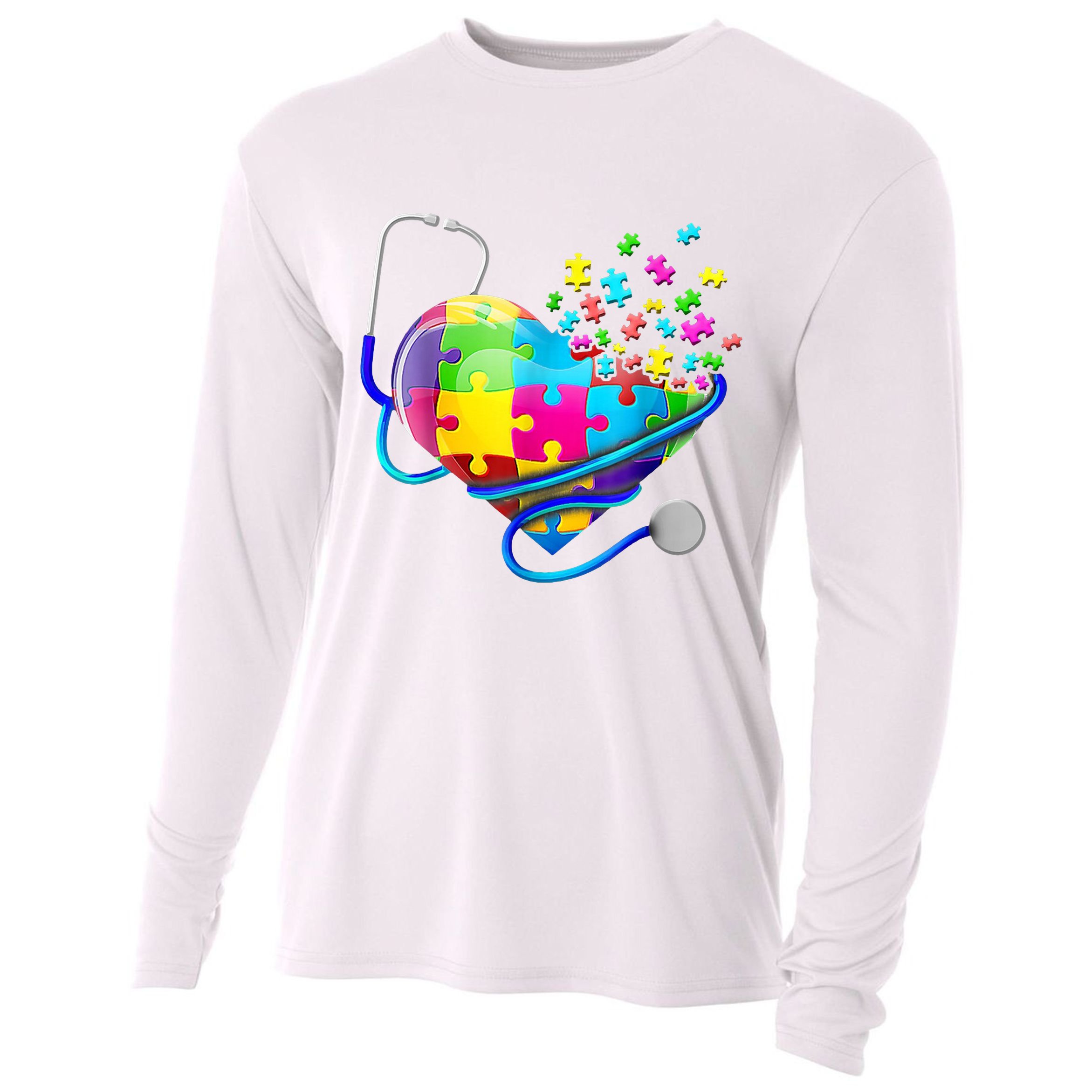 Autism Awareness Nurse Heart Cooling Performance Long Sleeve Crew