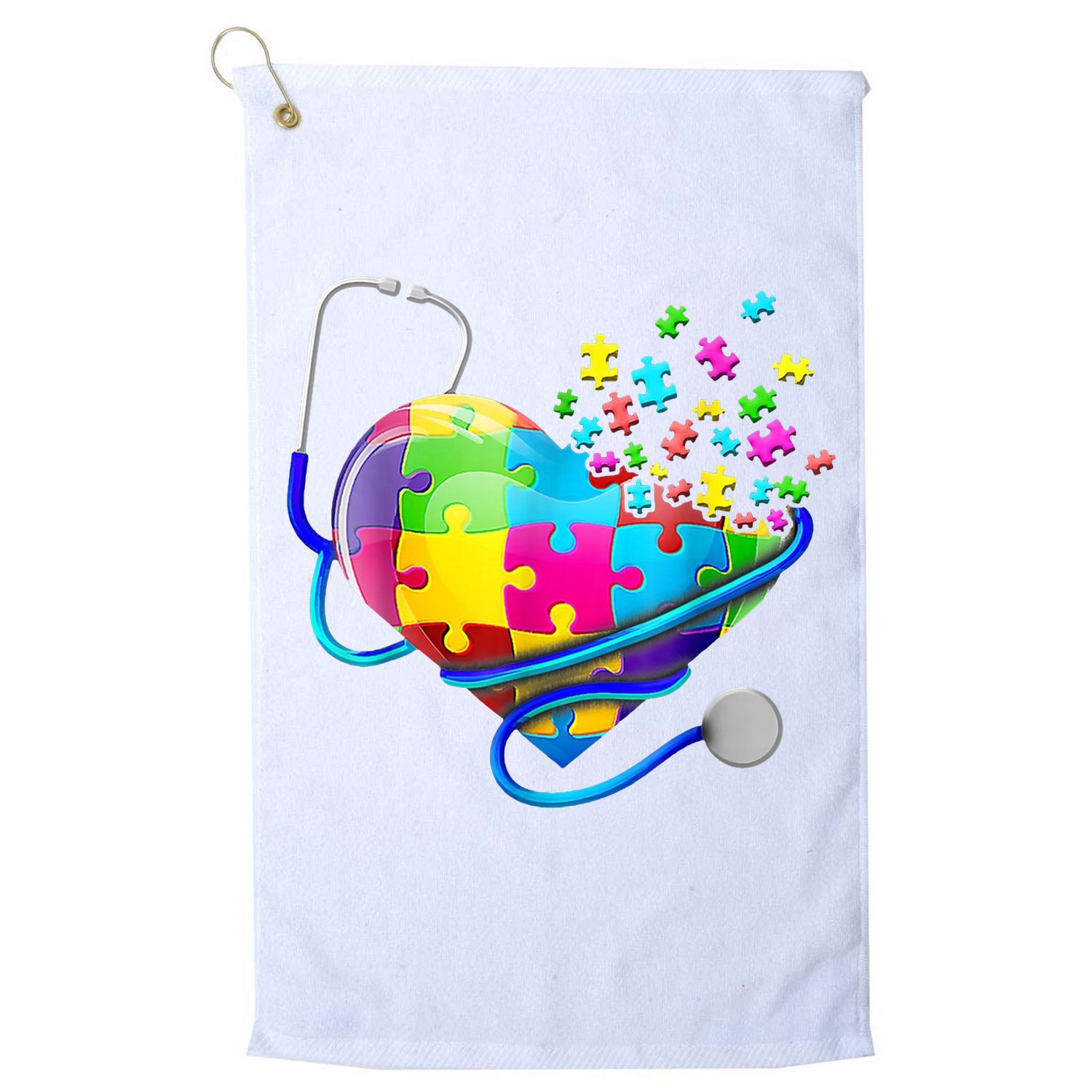 Autism Awareness Nurse Heart Golf Towel