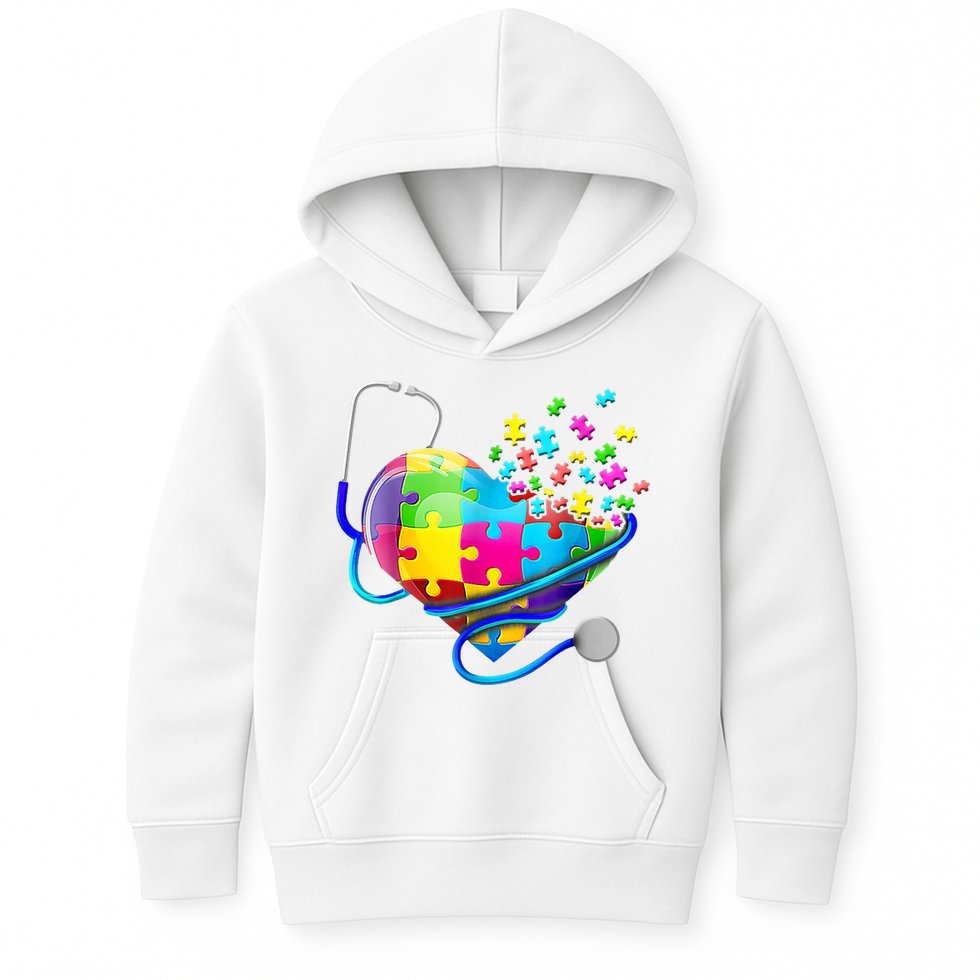 Autism Awareness Nurse Heart Kids Hoodie