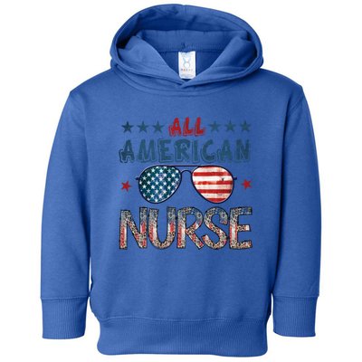 All American Nurse 4th Of July Nursing Stethoscope Heartbeat Gift Toddler Hoodie