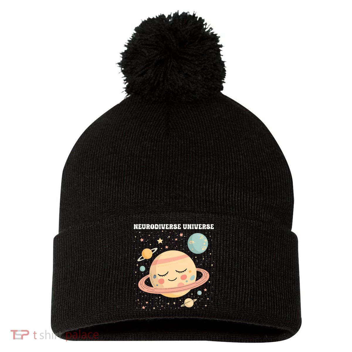 Autism Awareness Neurodiverse Pom Pom 12in Knit Beanie