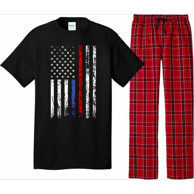 AnAmericanFlagWithMilitary,PoliceAndFirefighterStripesDesign Pajama Set