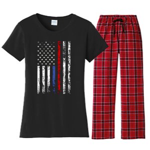 AnAmericanFlagWithMilitary,PoliceAndFirefighterStripesDesign Women's Flannel Pajama Set