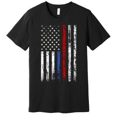 AnAmericanFlagWithMilitary,PoliceAndFirefighterStripesDesign Premium T-Shirt