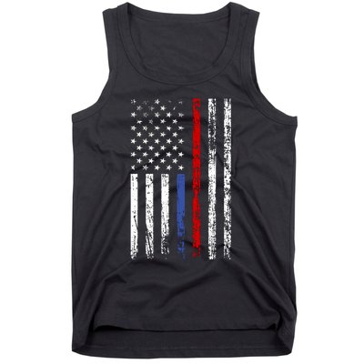 AnAmericanFlagWithMilitary,PoliceAndFirefighterStripesDesign Tank Top