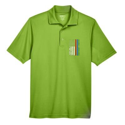 AnAmericanFlagWithMilitary,PoliceAndFirefighterStripesDesign Men's Origin Performance Pique Polo