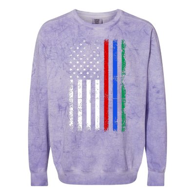 AnAmericanFlagWithMilitary,PoliceAndFirefighterStripesDesign Colorblast Crewneck Sweatshirt