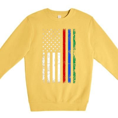 AnAmericanFlagWithMilitary,PoliceAndFirefighterStripesDesign Premium Crewneck Sweatshirt