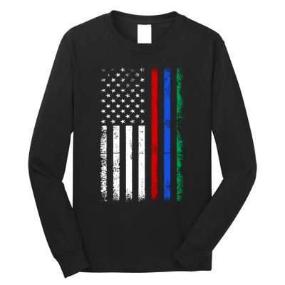 AnAmericanFlagWithMilitary,PoliceAndFirefighterStripesDesign Long Sleeve Shirt