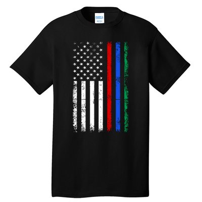 AnAmericanFlagWithMilitary,PoliceAndFirefighterStripesDesign Tall T-Shirt