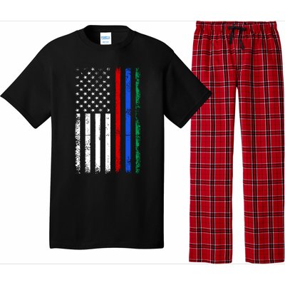 AnAmericanFlagWithMilitary,PoliceAndFirefighterStripesDesign Pajama Set