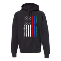 AnAmericanFlagWithMilitary,PoliceAndFirefighterStripesDesign Premium Hoodie