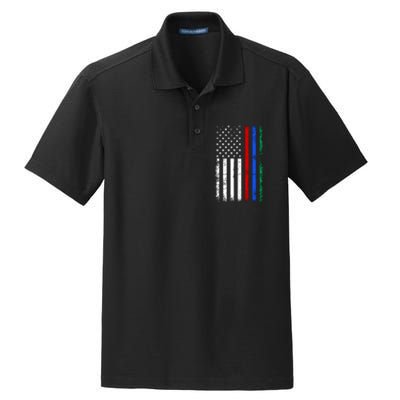 AnAmericanFlagWithMilitary,PoliceAndFirefighterStripesDesign Dry Zone Grid Polo