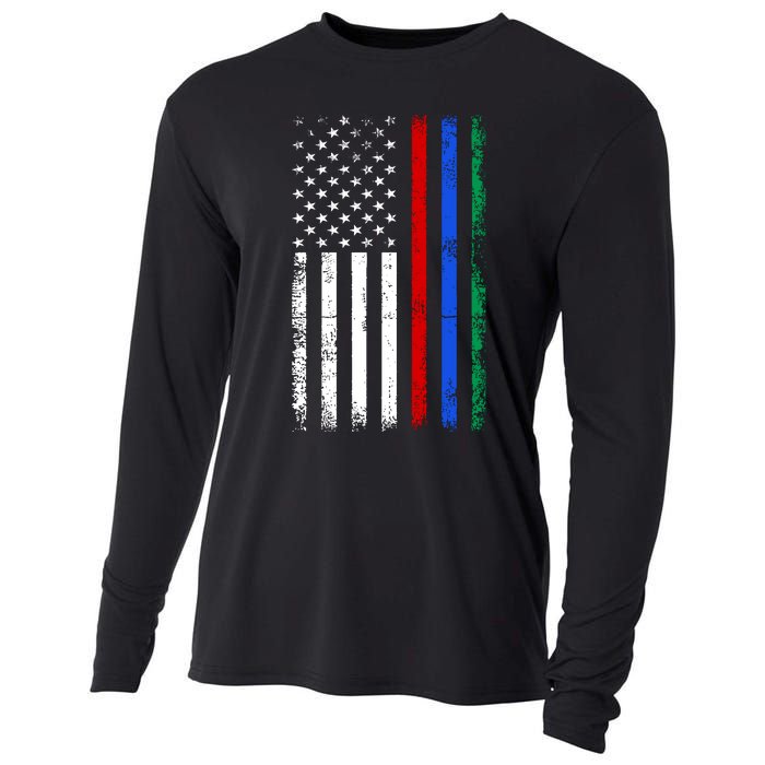 AnAmericanFlagWithMilitary,PoliceAndFirefighterStripesDesign Cooling Performance Long Sleeve Crew