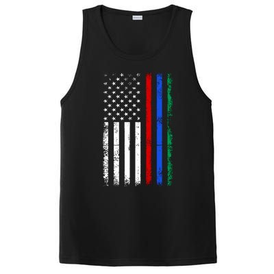 AnAmericanFlagWithMilitary,PoliceAndFirefighterStripesDesign PosiCharge Competitor Tank