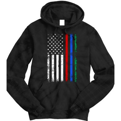 AnAmericanFlagWithMilitary,PoliceAndFirefighterStripesDesign Tie Dye Hoodie