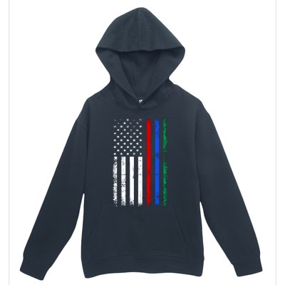 AnAmericanFlagWithMilitary,PoliceAndFirefighterStripesDesign Urban Pullover Hoodie