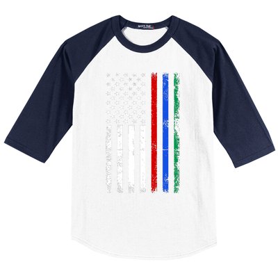 AnAmericanFlagWithMilitary,PoliceAndFirefighterStripesDesign Baseball Sleeve Shirt