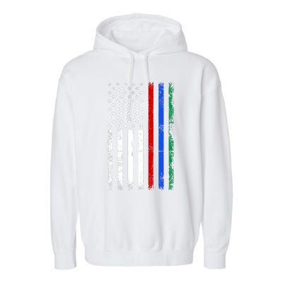 AnAmericanFlagWithMilitary,PoliceAndFirefighterStripesDesign Garment-Dyed Fleece Hoodie