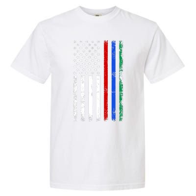 AnAmericanFlagWithMilitary,PoliceAndFirefighterStripesDesign Garment-Dyed Heavyweight T-Shirt