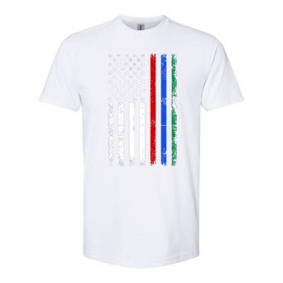 AnAmericanFlagWithMilitary,PoliceAndFirefighterStripesDesign Softstyle CVC T-Shirt