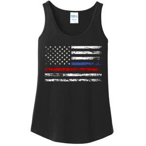 AnAmericanFlagWithPoliceAndFirefighterStripesDesign Ladies Essential Tank