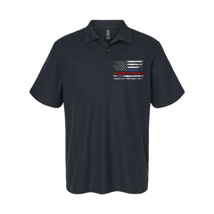 AnAmericanFlagWithPoliceAndFirefighterStripesDesign Softstyle Adult Sport Polo