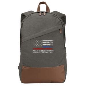 AnAmericanFlagWithPoliceAndFirefighterStripesDesign Cotton Canvas Backpack