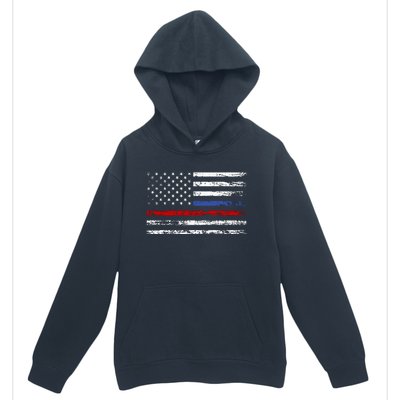 AnAmericanFlagWithPoliceAndFirefighterStripesDesign Urban Pullover Hoodie