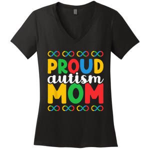 Autism Awareness Neurodiversity Support Infinity Symbol Mom Women's V-Neck T-Shirt