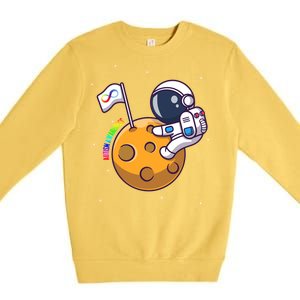 Autism Awareness Neurodiversity Astronaut Premium Crewneck Sweatshirt