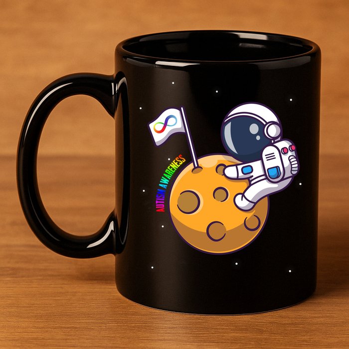 Autism Awareness Neurodiversity Astronaut 11oz C Handle Ceramic Mug