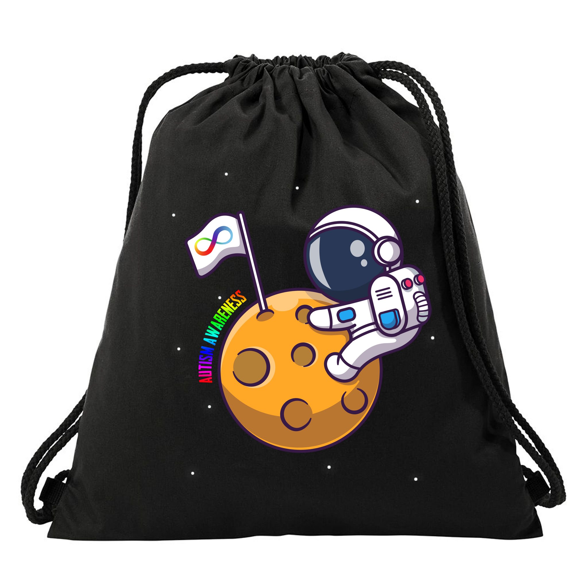 Autism Awareness Neurodiversity Astronaut Drawstring Bag