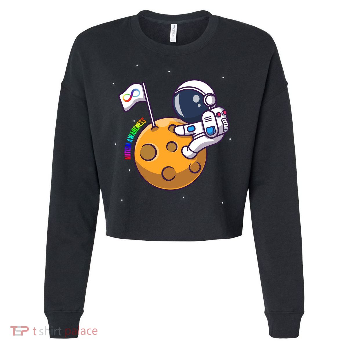 Autism Awareness Neurodiversity Astronaut Cropped Pullover Crew