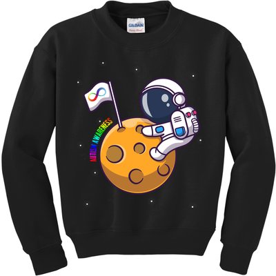 Autism Awareness Neurodiversity Astronaut Kids Sweatshirt