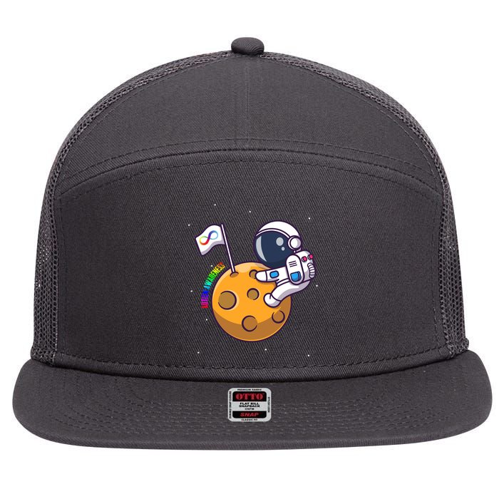 Autism Awareness Neurodiversity Astronaut 7 Panel Mesh Trucker Snapback Hat