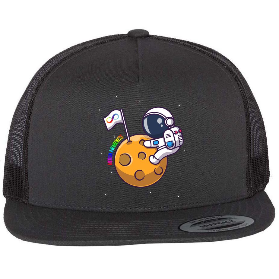 Autism Awareness Neurodiversity Astronaut Flat Bill Trucker Hat