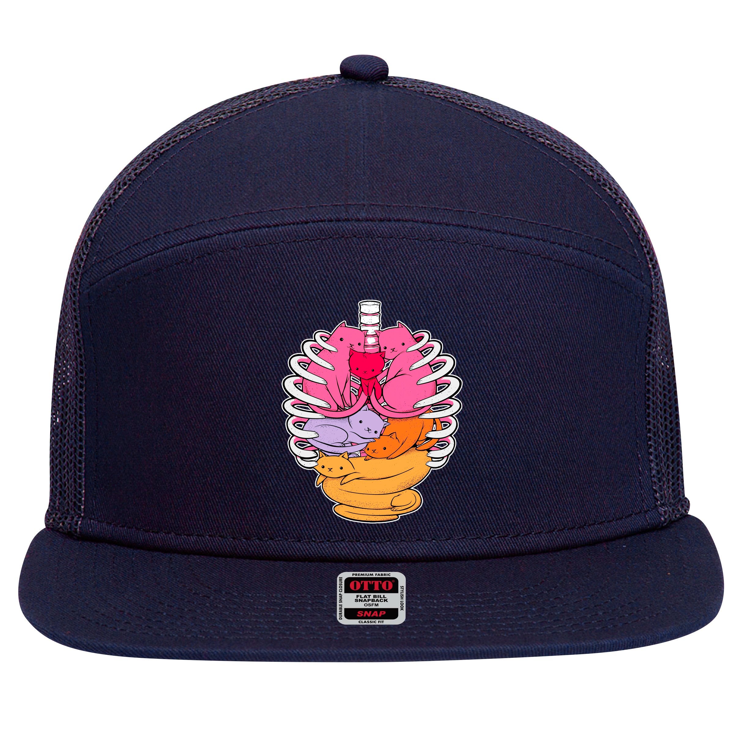 Aanatomicat Cat Chest Skeleton 7 Panel Mesh Trucker Snapback Hat