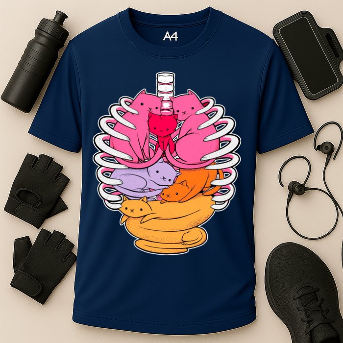 Aanatomicat Cat Chest Skeleton Cooling Performance Crew T-Shirt