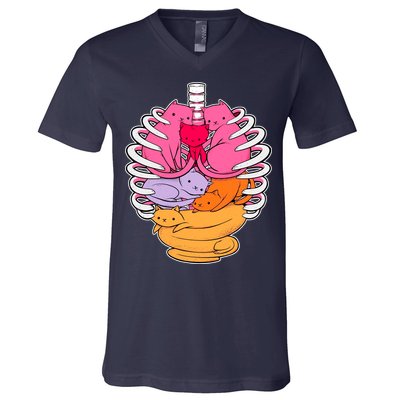 Aanatomicat Cat Chest Skeleton V-Neck T-Shirt