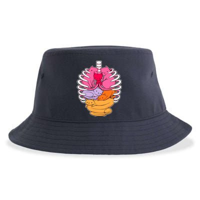 Aanatomicat Cat Chest Skeleton Sustainable Bucket Hat