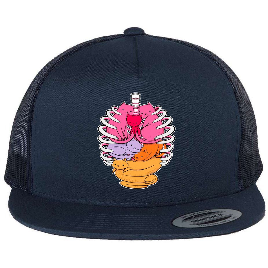 Aanatomicat Cat Chest Skeleton Flat Bill Trucker Hat