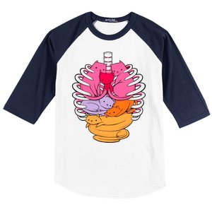 Aanatomicat Cat Chest Skeleton Baseball Sleeve Shirt