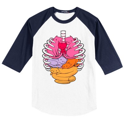 Aanatomicat Cat Chest Skeleton Baseball Sleeve Shirt