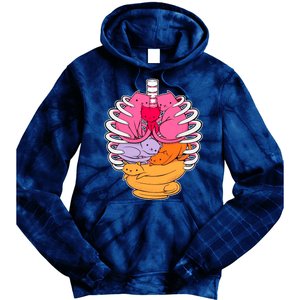 Aanatomicat Cat Chest Skeleton Tie Dye Hoodie