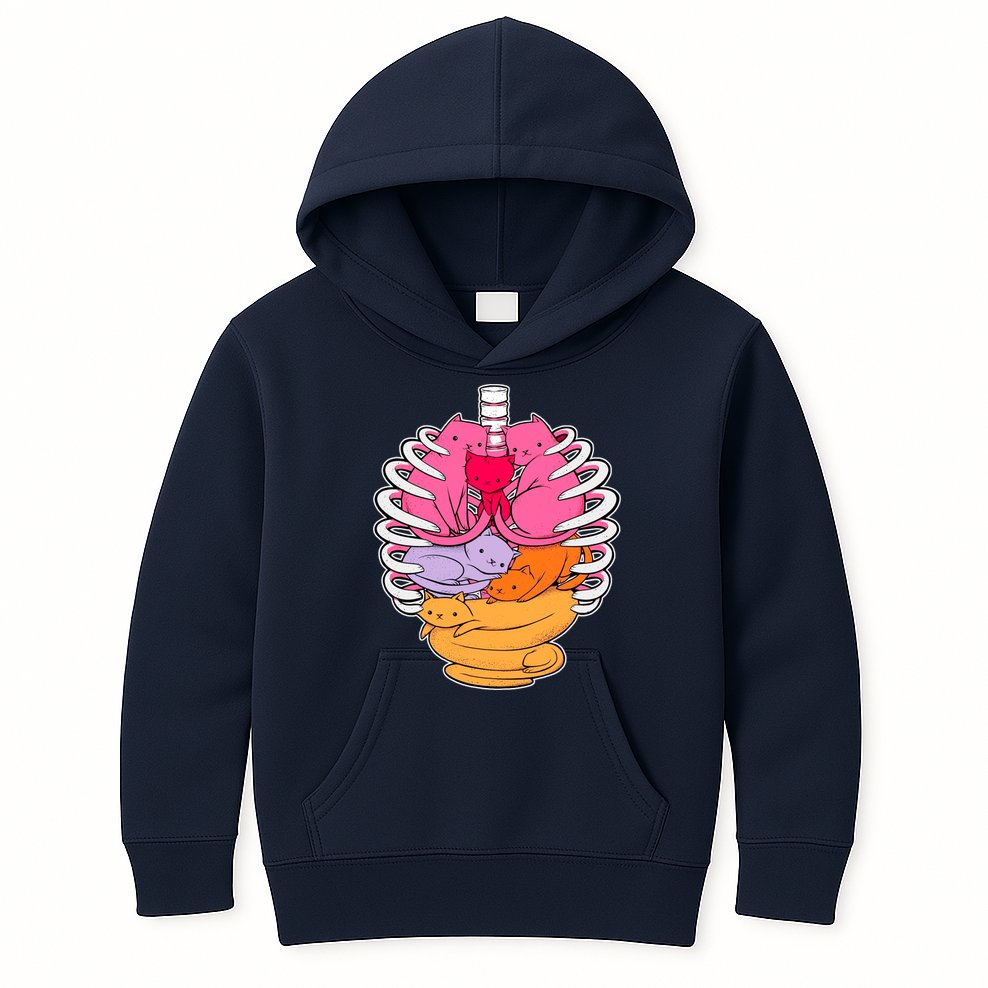 Aanatomicat Cat Chest Skeleton Kids Hoodie