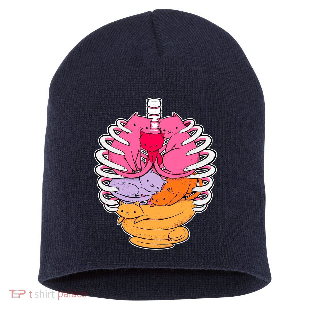 Aanatomicat Cat Chest Skeleton Short Acrylic Beanie
